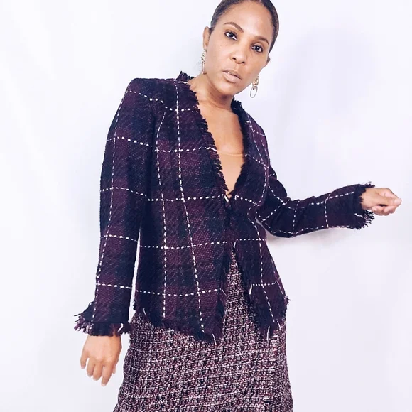 Calvin Klein Tweed Plaid Jacket - Picture 1 of 7